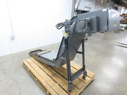 Hakusan 8' Chip Conveyor 17"W x 60" Infeed 45-49"H Discharge 230V 3PH