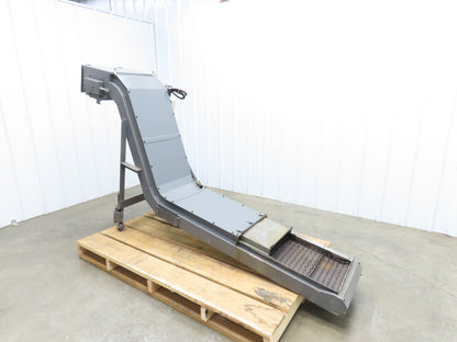 Hakusan 8' Chip Conveyor 17"W x 60" Infeed 45-49"H Discharge 230V 3PH