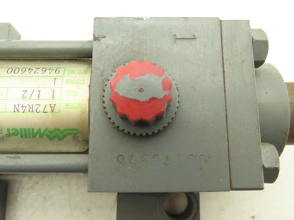 Miller A72R4N Pneumatic Air Cylinder 1.5" Bore 1" Stroke 250psi Lug Foot Mount
