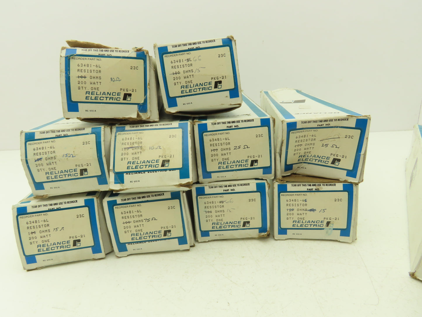 Reliance 63481-6L Resistor Assorted 2-10Ohms 6-15 1-25 1-75 1-100 Lot of 11