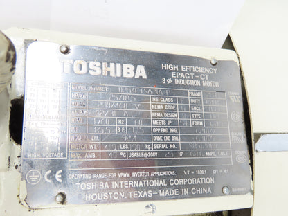 Toshiba 0254FTSA21A-P AC Motor 25Hp 18.5kw 1760 RPM 230/460V 3PH 284T Epact-CT
