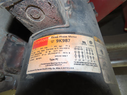 Dayton 6D574 Cabinet Exhaust Fan 30" Shutter Mounted 1HP 230/460V 3PH 9408CFM