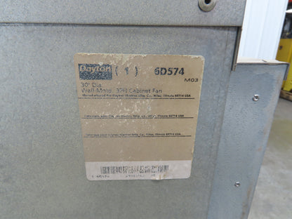 Dayton 6D574 Cabinet Exhaust Fan 30" Shutter Mounted 1HP 230/460V 3PH 9408CFM