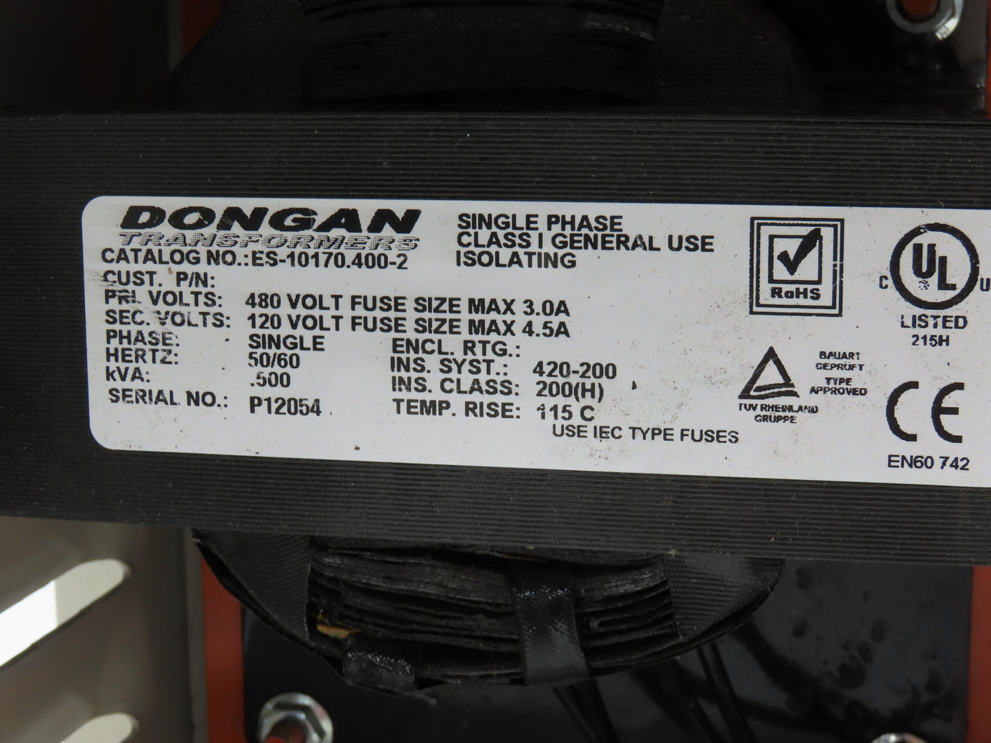 Dongan TDL-170 Transformer Lighting Disconnect 1/2KVA 1PH HV 480V LV 120V