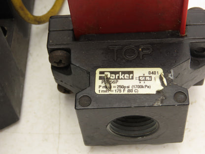 Parker H3227BGA49001A Directional Solenoid Valve Stack 24VDC 1/2"NPT 150PSI