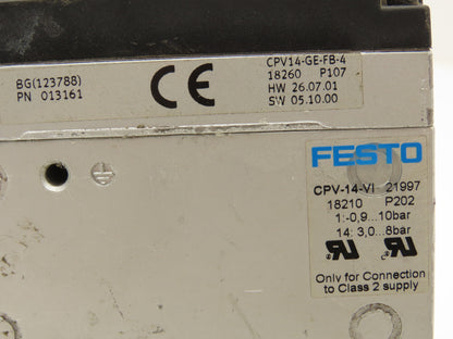 Festo 013161 Pneumatic 4 Valve Assembly 161 360 T302 Air Manifold