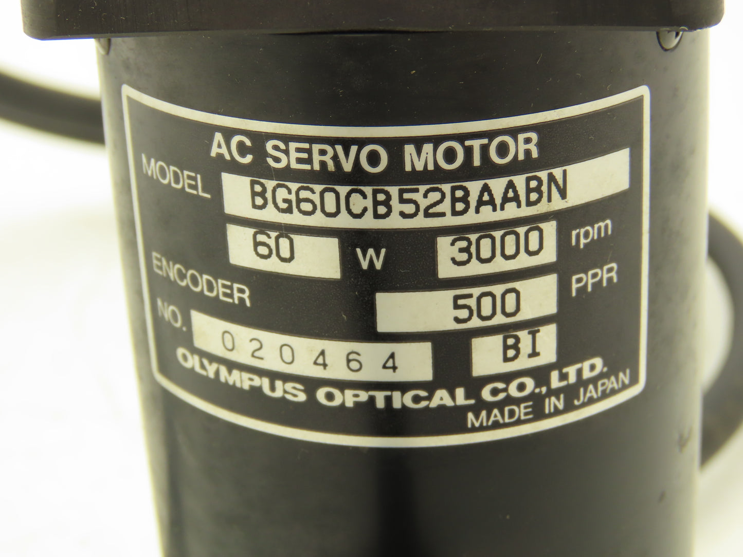 Olympus Optical BG60CB52BAABN AC Servo Motor W Encoder 3000 RPM 500PPR 8mm Shaft