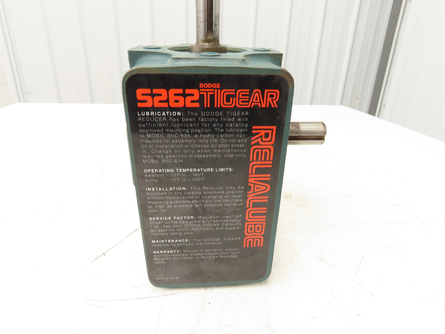 Dodge Tigear SR96045 ITW S262 Gearbox 60:1 Ratio