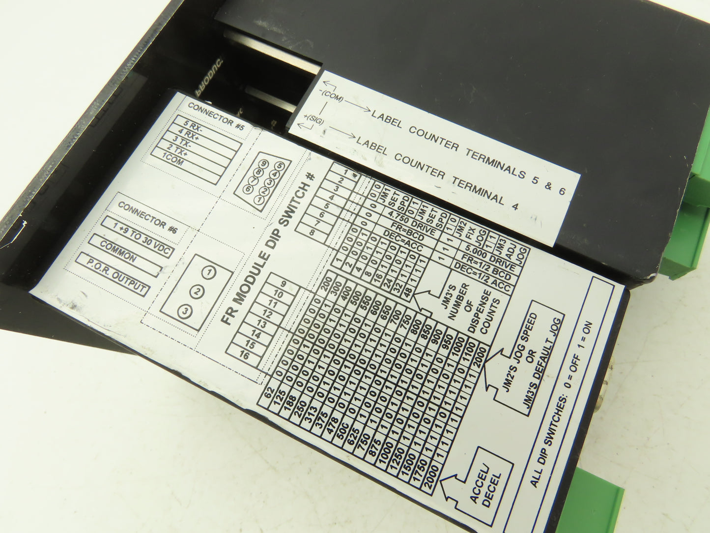 Label Control Panel Metering Circuit Board 2 Toggles 3 Resets 3 Counters