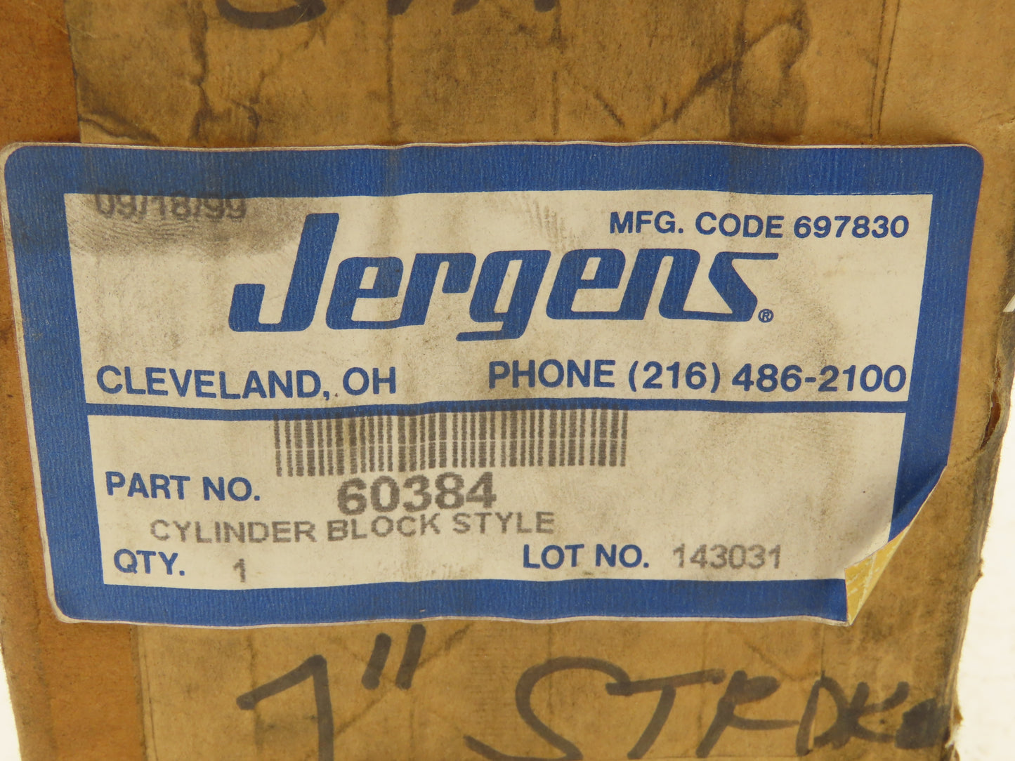Jergens 60384 Block Style Double Acting Hydraulic Cylinder 1" Stroke 5000 PSI