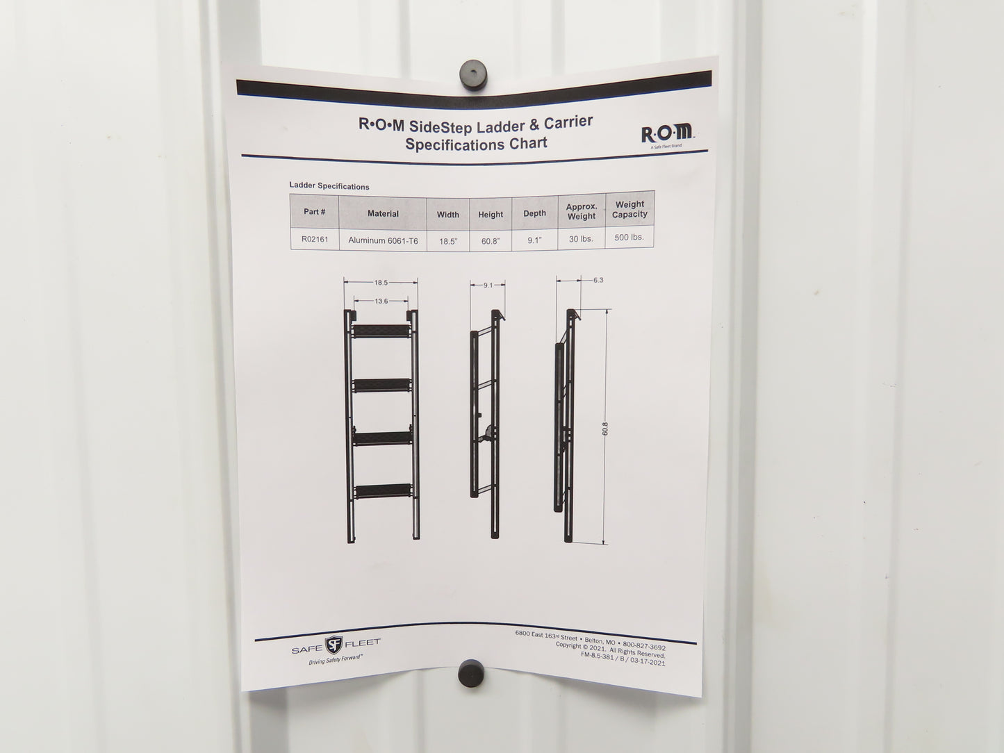 ROM Semi Trailer Side Stem Ladder & Carrier Storage Box Aluminum Step Safe Fleet