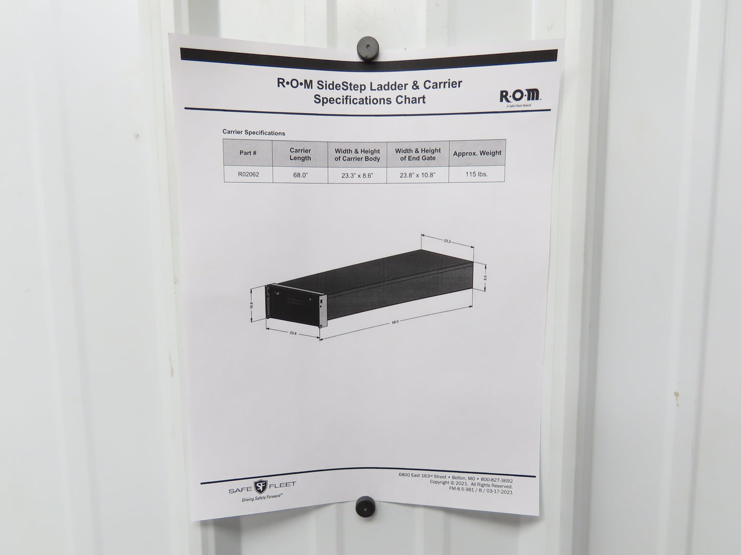 ROM Semi Trailer Side Stem Ladder & Carrier Storage Box Aluminum Step Safe Fleet