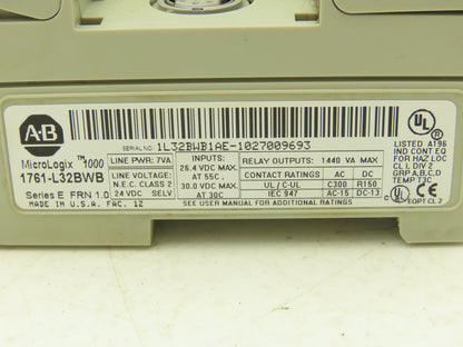 Allen Bradley 1761-L32BWB MicroLogix 1000 PLC Controller Relay Module Ser E