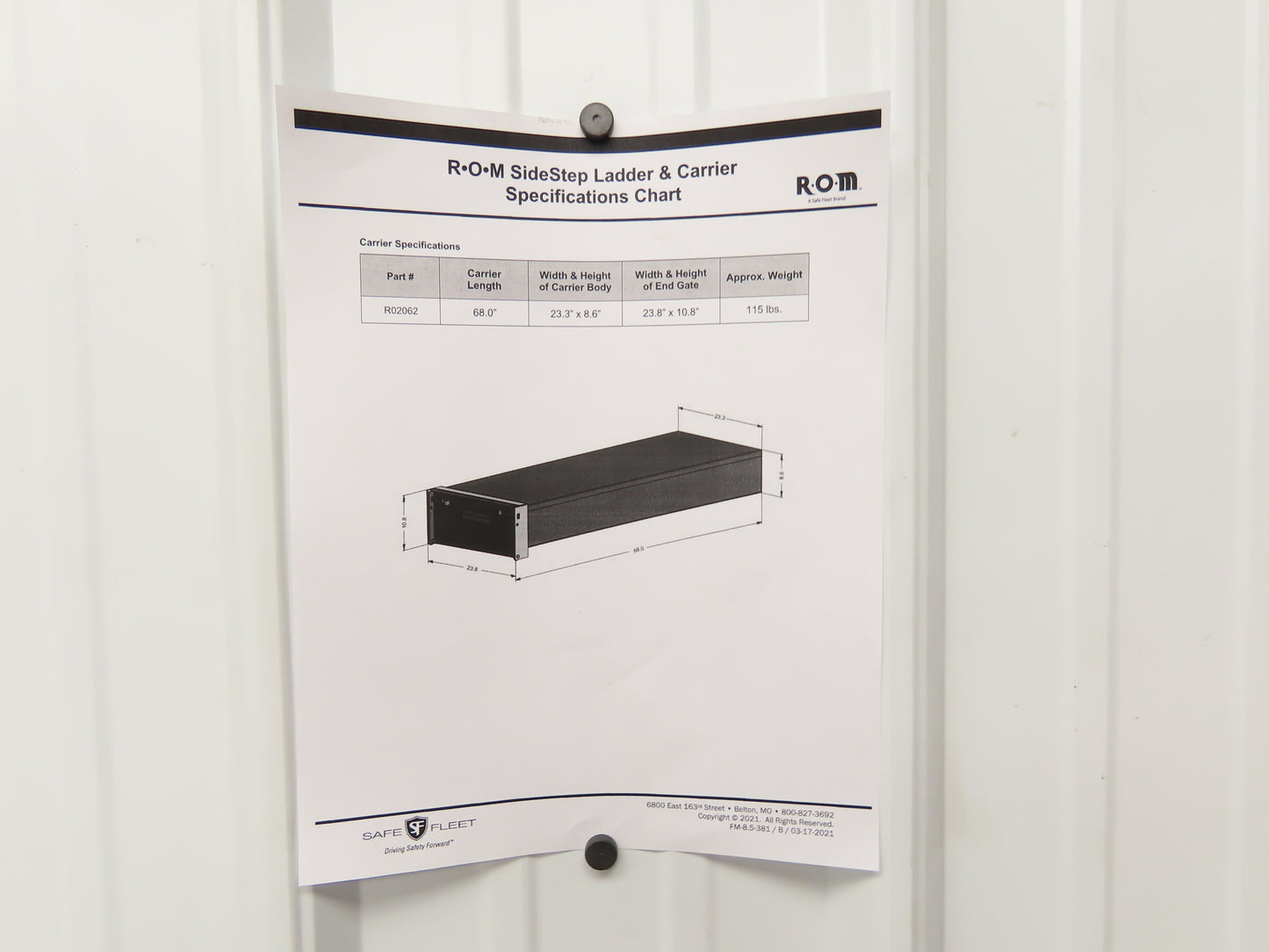 ROM Semi Trailer Belly Carrier Storage Box Safe Fleet