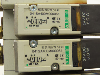 Numatics 041SA400M000061 Pneumatic Solenoid Valve 4-Station Manifold 24VDC