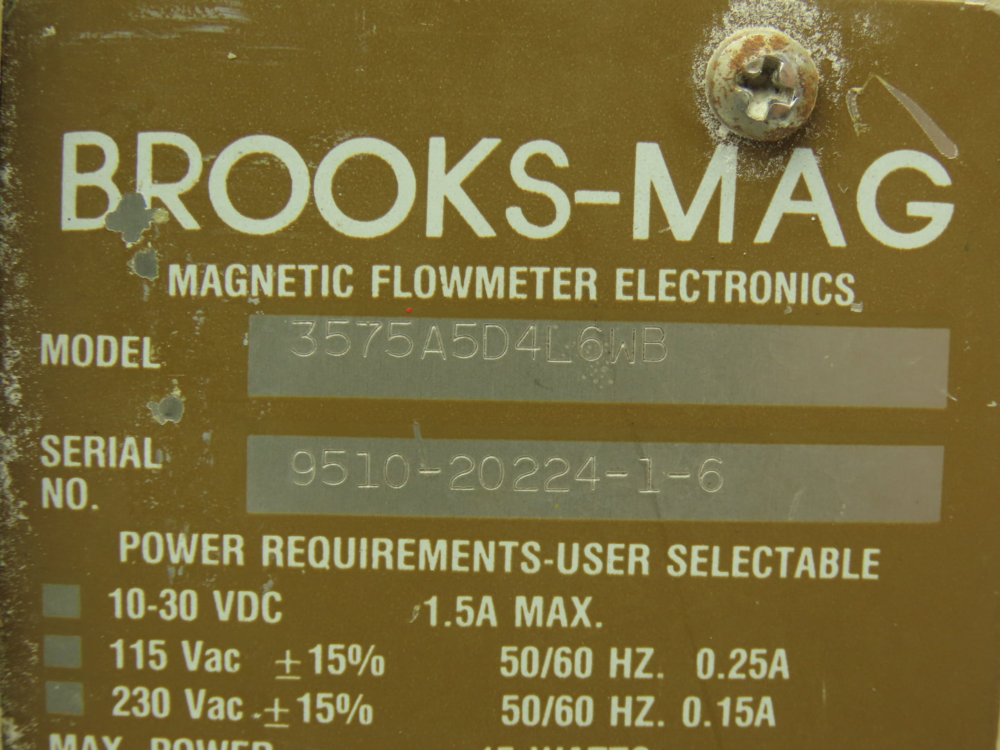 Brooks Mag 3570 Digital Magnetic Flowmeter Flow Transmitter 3575A5D4L6WB