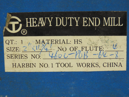 Harbin CT62 PLB648 Heavy Duty End Mill 2" Dia 4-Flute 11.75"L HS Steel