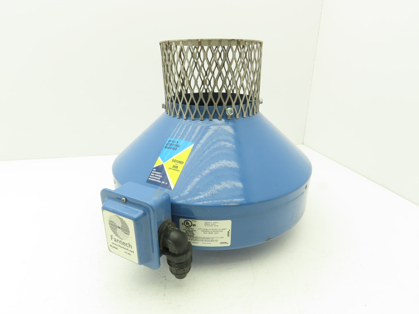 Fantech FX6XL Inline Exhaust Fan 6" Duct Blower 115V Ebm Papst R2E220-AB08-12