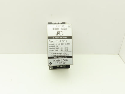 Fuji Electric EFL-3.7SP-2 3Ph RFI Line Filter Input 200-230VAC 50/60Hz 25A