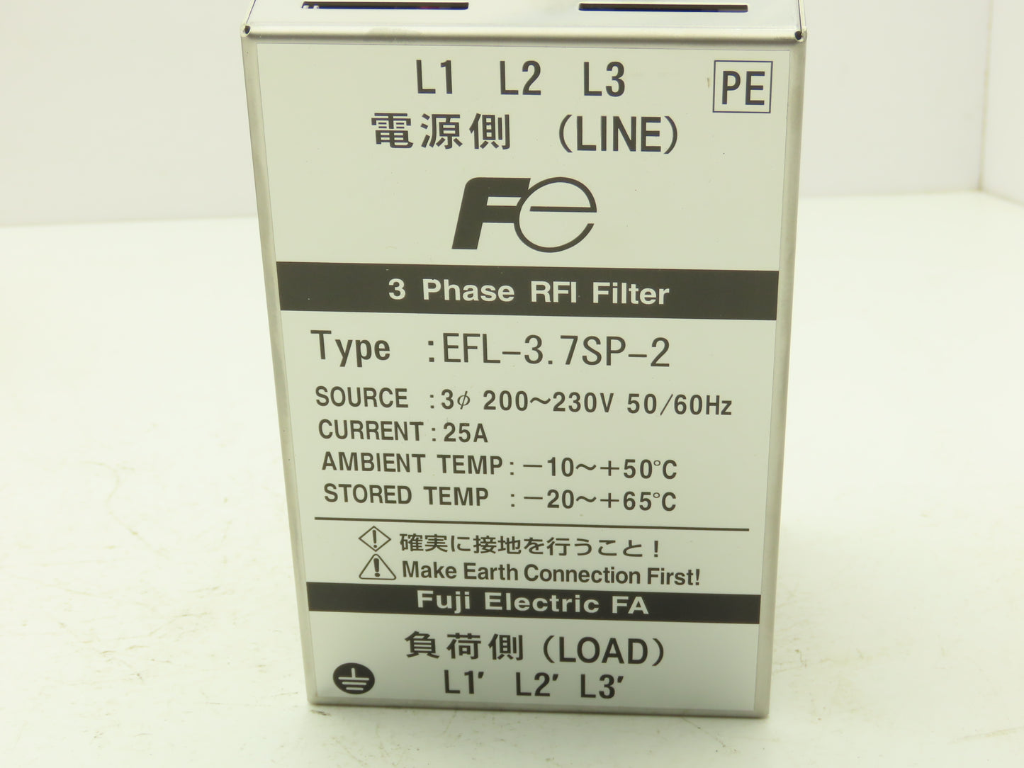 Fuji Electric EFL-3.7SP-2 3Ph RFI Line Filter Input 200-230VAC 50/60Hz 25A
