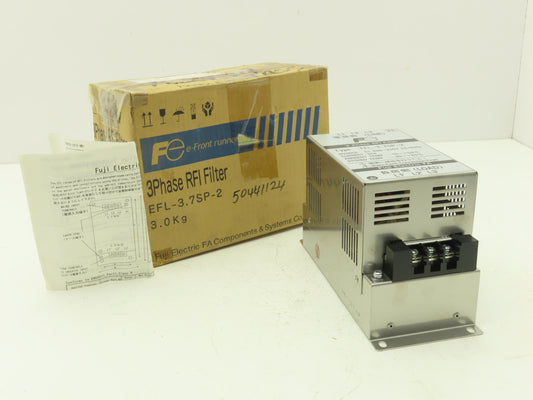 Fuji Electric EFL-3.7SP-2 3Ph RFI Line Filter Input 200-230VAC 50/60Hz 25A