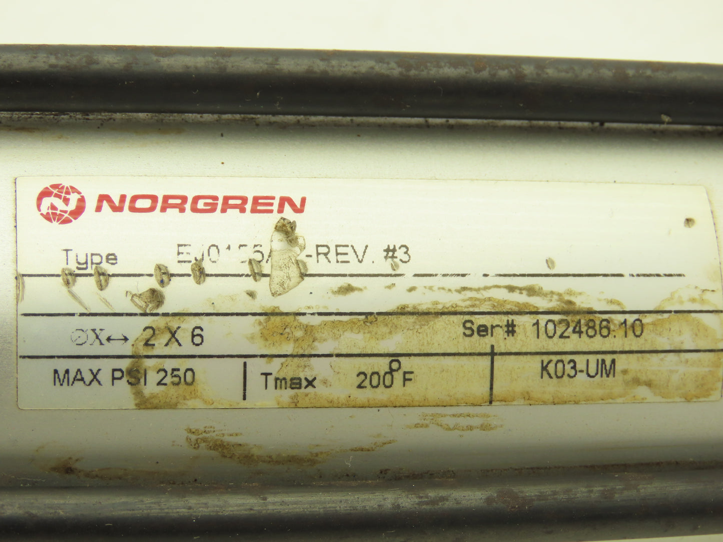 Norgren EJ0155A1-REV3 Pneumatic Air Cylinder 2" Bore x 6" Stroke Rod 7/16"-20