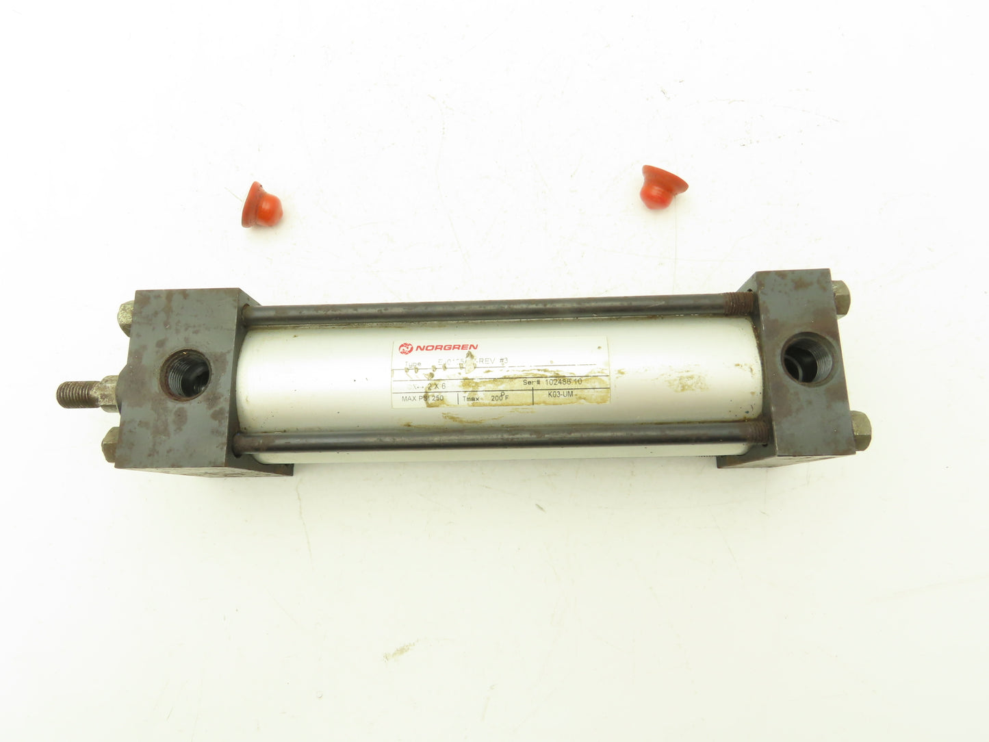 Norgren EJ0155A1-REV3 Pneumatic Air Cylinder 2" Bore x 6" Stroke Rod 7/16"-20