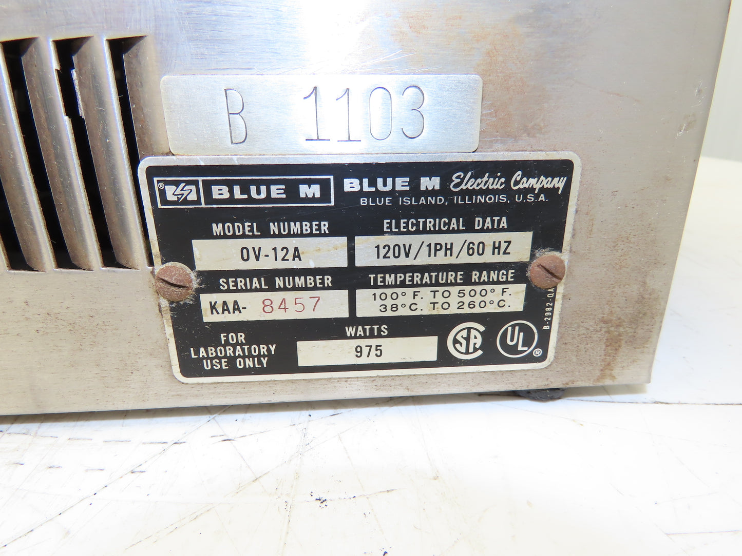 Blue M OV-12A Stainless Laboratory Gravity Oven 500°F 260°C 975W 120V