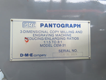 DME CEM-31 Universal Pantograph Die Sinking Engraving Machine Copy Not Complete