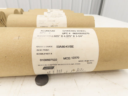 Norton 53A80-KVBE 80 Grit Grinding Wheel 2-5/8"OD x 4-3/8"W x 1-1/4"ID Lot of 10