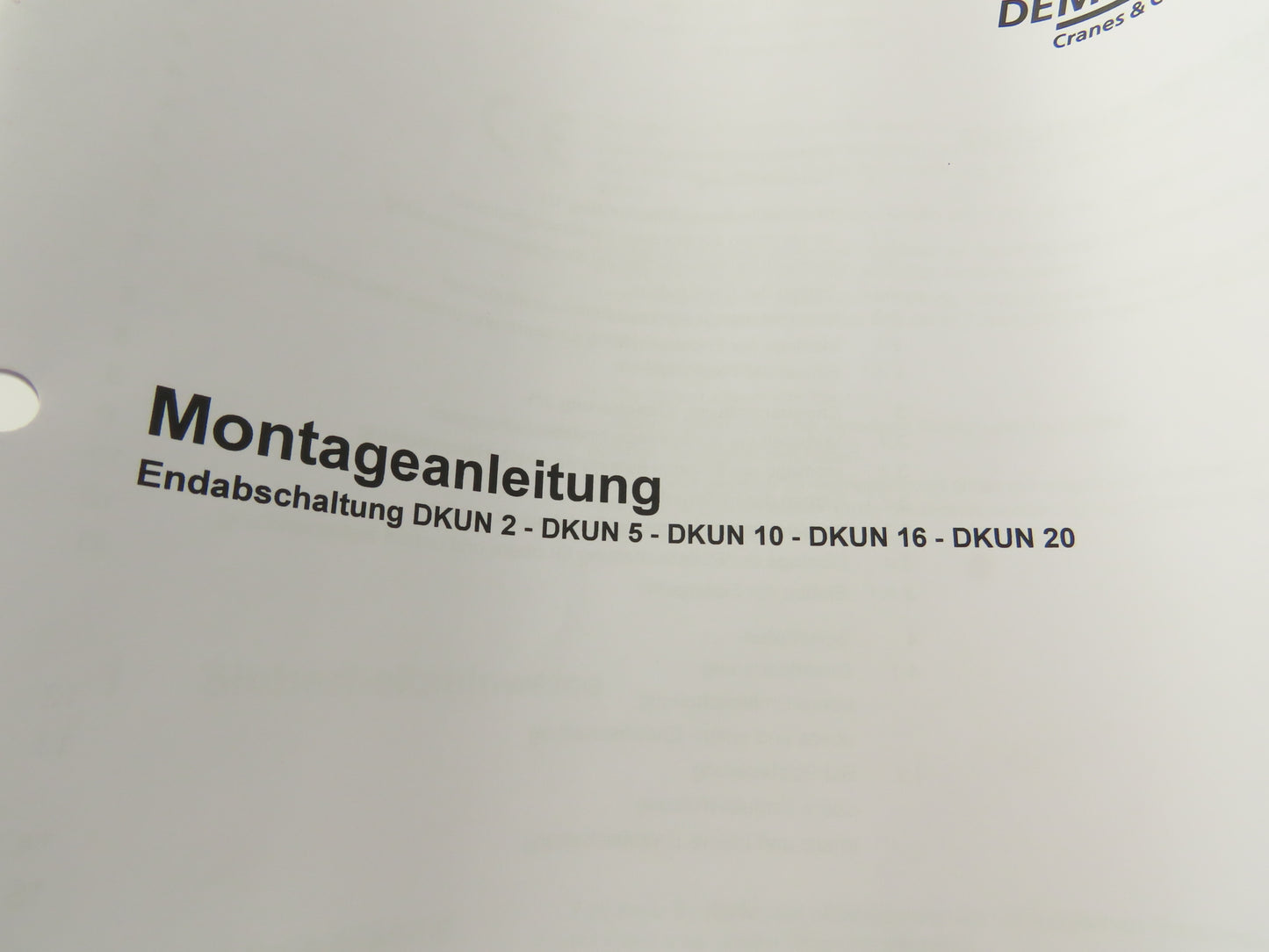 Demag Crane 83728633 DK10 Hoist Cut-Out Spacer Sleeve 3 Spring Set