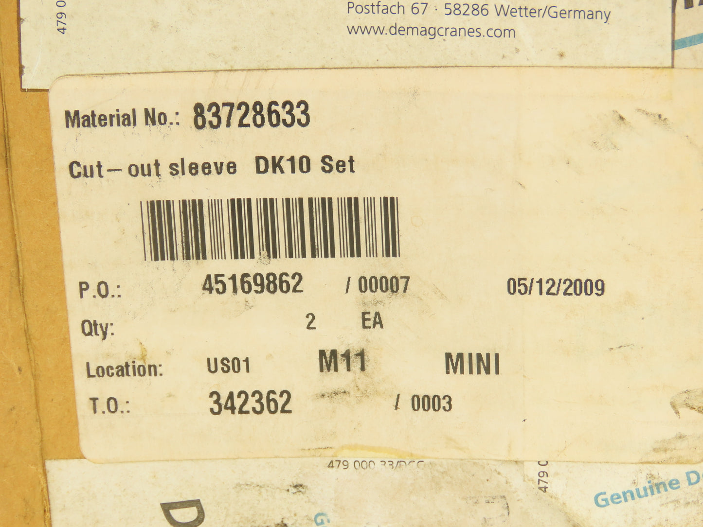 Demag Crane 83728633 DK10 Hoist Cut-Out Spacer Sleeve 3 Spring Set