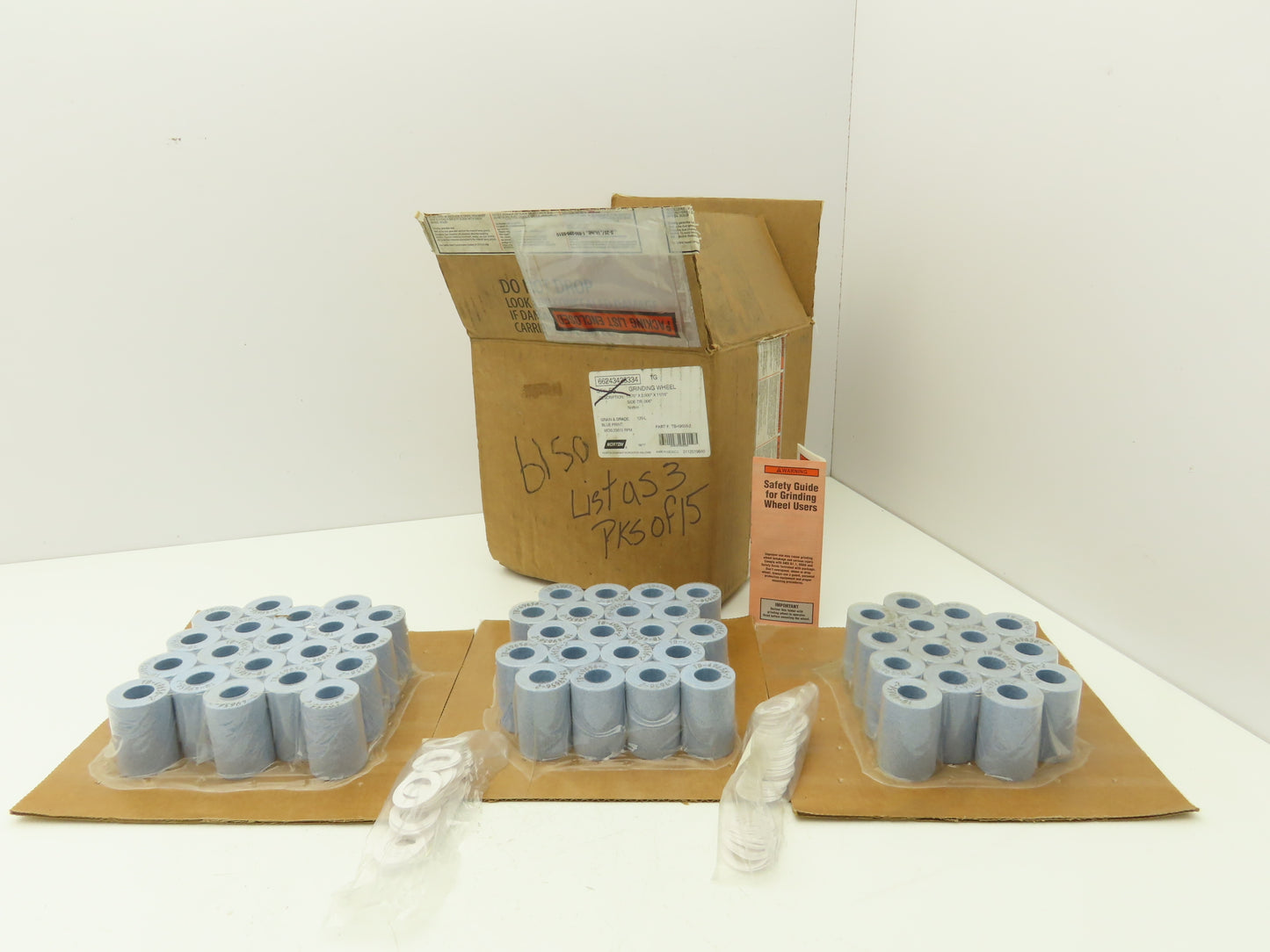 Norton TB-49656-2 120L Grit Grinding Wheel 1-3/8"Dia x 2"W x 11/16"ID Lot of 55