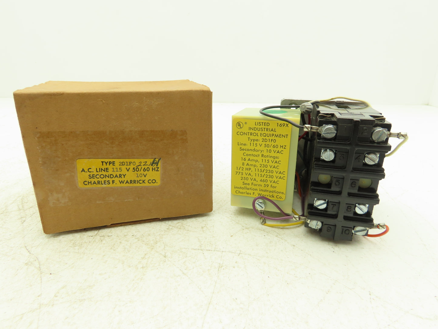 Warrick 2D1F0 Control Relay 115/230VAC 1/2Hp 10VDC Coil