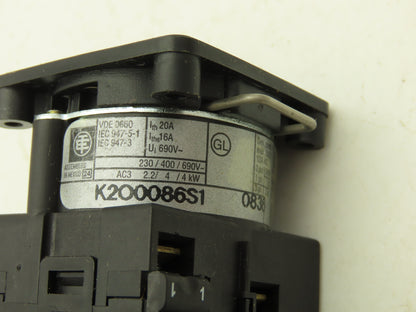 Telemecanique 9003AEQ3819 Rotary Cam Switch Assy 300VAC 12A W KAD1PZ Knob