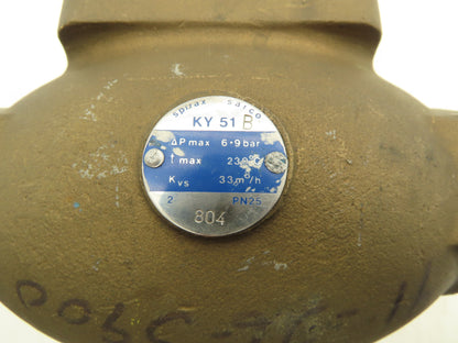 Spirax Sarco KY51B 2"NPT Bronze Temp Control Globe Valve 130PSI 6-9bar