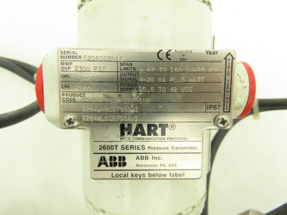 ABB 2600T Hart Electronic Pressure Transmitter 42VDC 2300PSI 264DRFSRRRA1E6B1N2