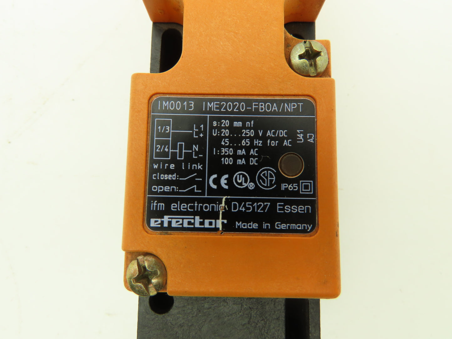 IFM Efector IM0013 IME2020-FBOA/NPT Inductive Proximity Sensor Switch 20mm Range