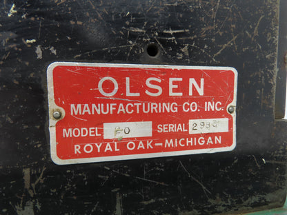 Olsen Model 20 Powerflare Pneumatic Double Flare Swaging Machine 80 PSI Min