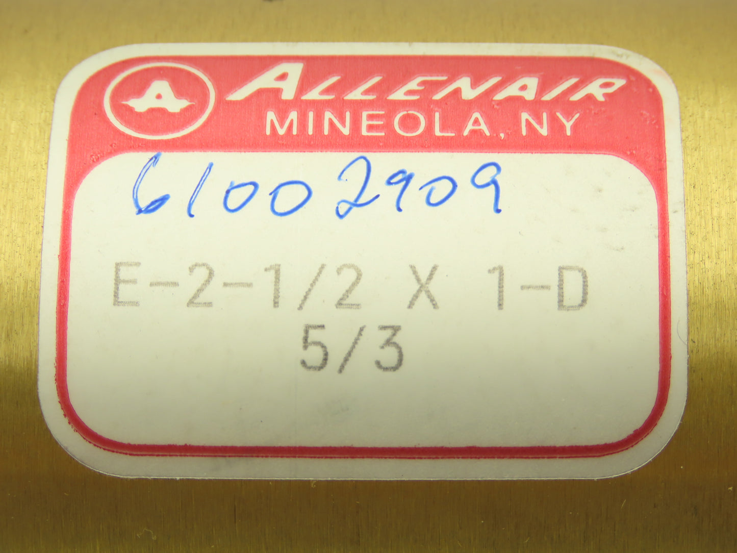 Allenair E 2-1/2X1 Pneumatic Double Acting Air Cylinder 2-1/2"Bore 1" Stroke