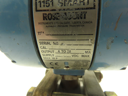 Rosemount 1151GP6S22B1C6 Pressure Transmitter 0-60 PSI