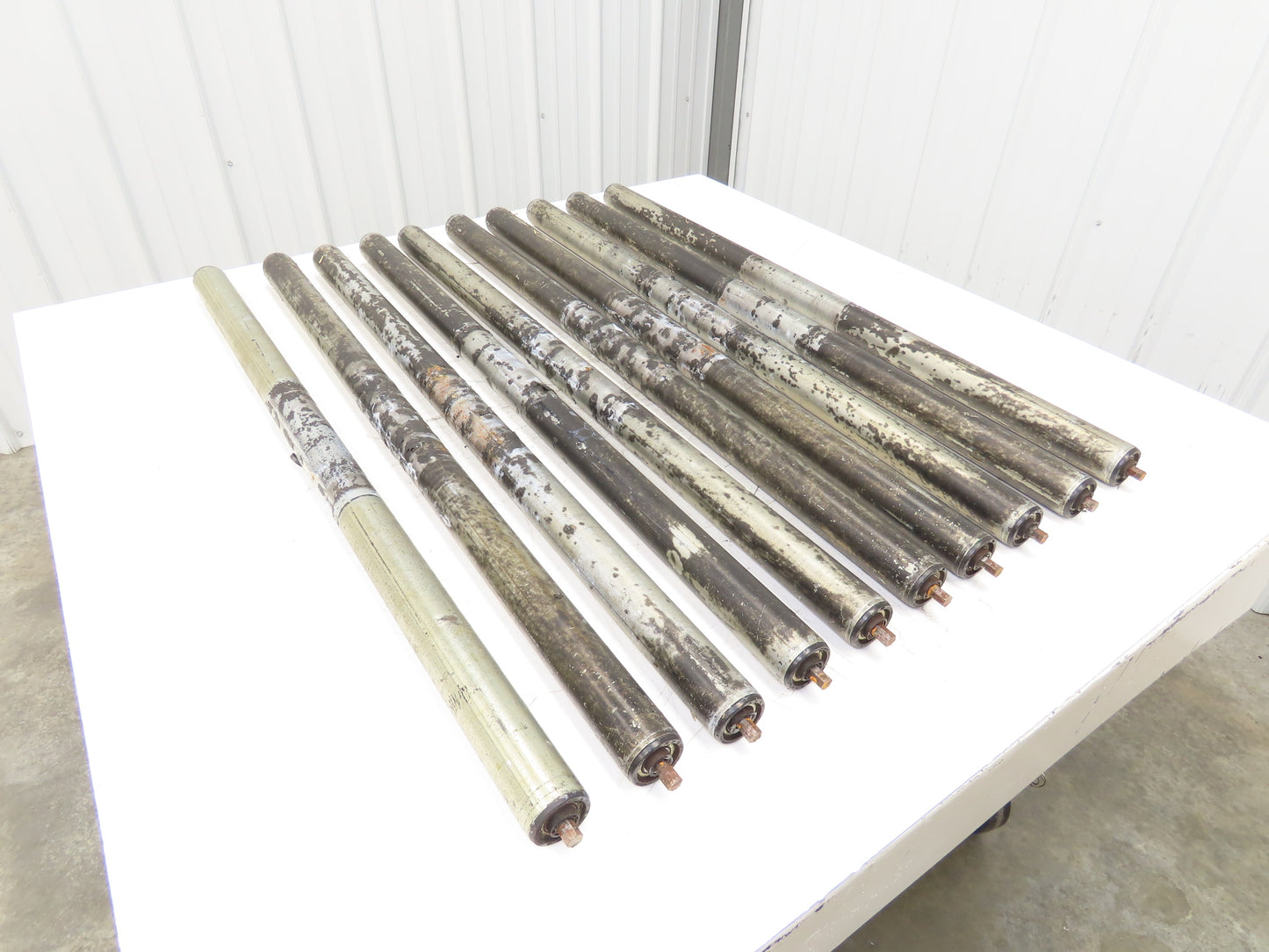 1.9"x 40"BF Galvanized Steel Gravity Conveyor Roller 7/16" Hex Axle  Lot of 10