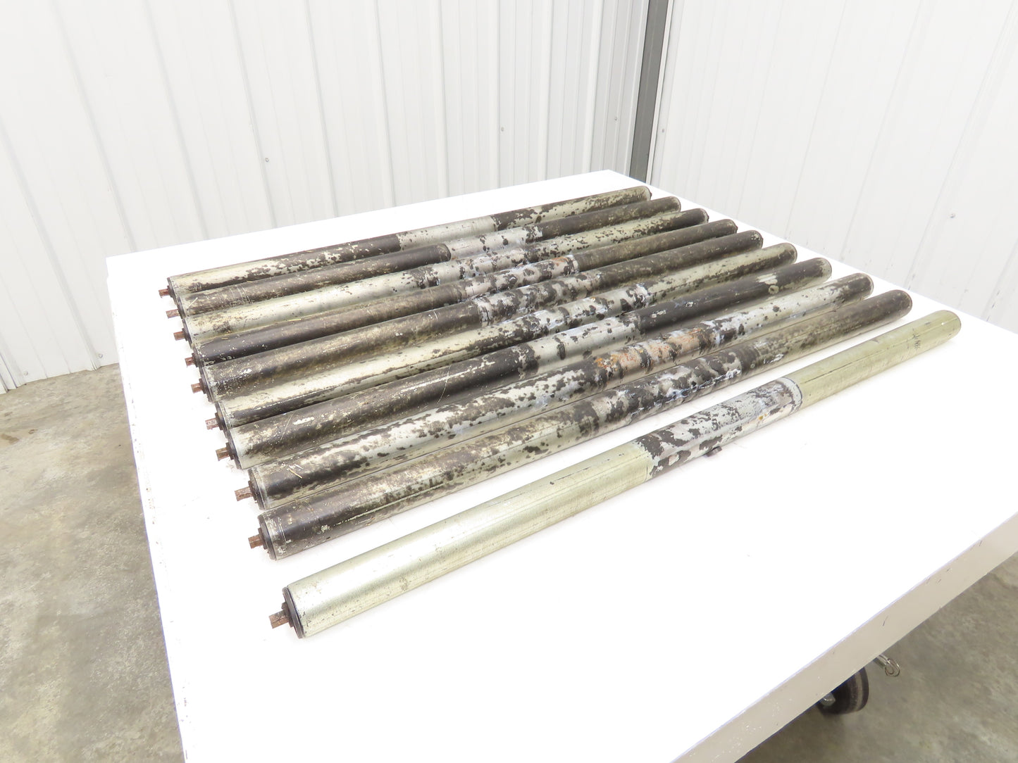 1.9"x 40"BF Galvanized Steel Gravity Conveyor Roller 7/16" Hex Axle  Lot of 10