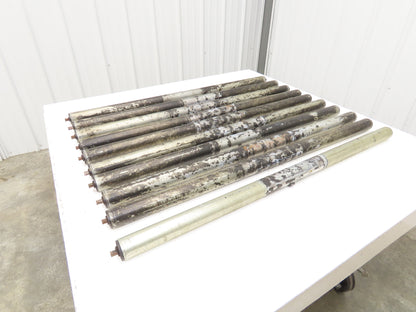 1.9"x 40"BF Galvanized Steel Gravity Conveyor Roller 7/16" Hex Axle  Lot of 10
