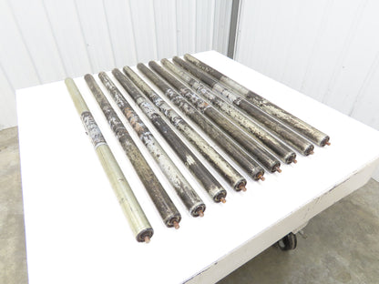 1.9"x 40"BF Galvanized Steel Gravity Conveyor Roller 7/16" Hex Axle  Lot of 10