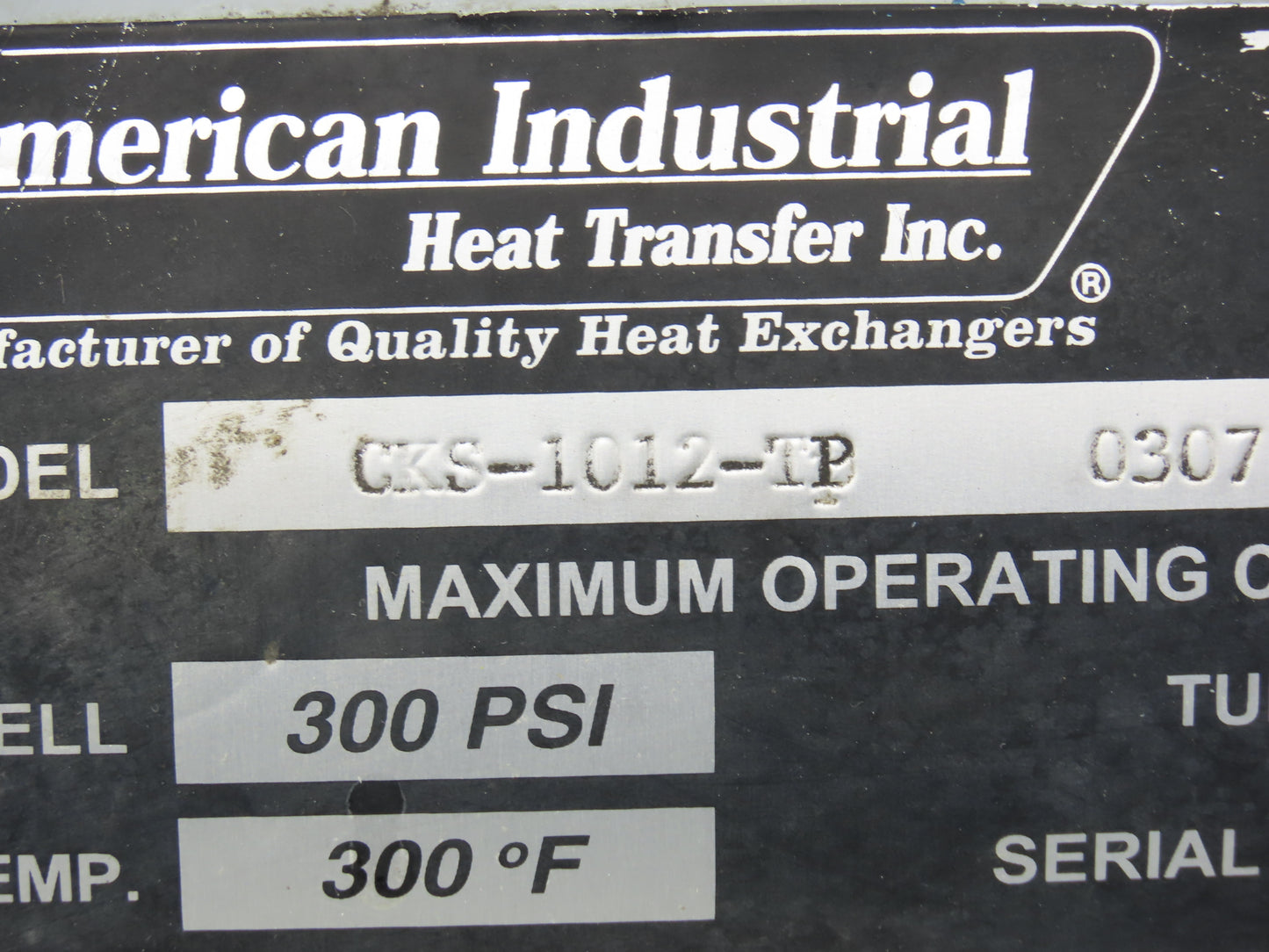 American Industrial CKS-1012-TB Shell & Tube Heat Exchanger 2-Pass 1.5"x2.25"NPT