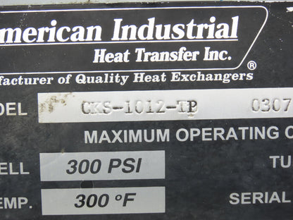 American Industrial CKS-1012-TB Shell & Tube Heat Exchanger 2-Pass 1.5"x2.25"NPT