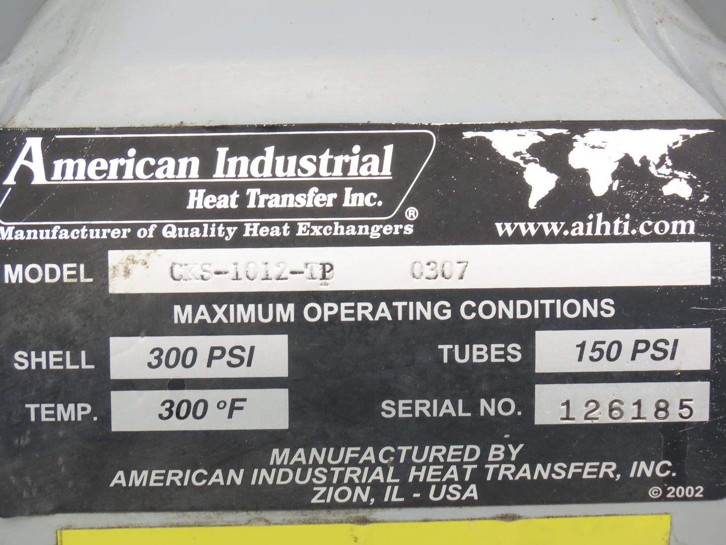 American Industrial CKS-1012-TB Shell & Tube Heat Exchanger 2-Pass 1.5"x2.25"NPT