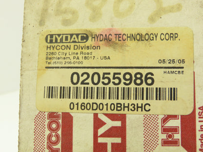 Hydac 0160D010BH3HC Hycon Hydraulic Pressure Filter Element 10 Micron 42GPM Max