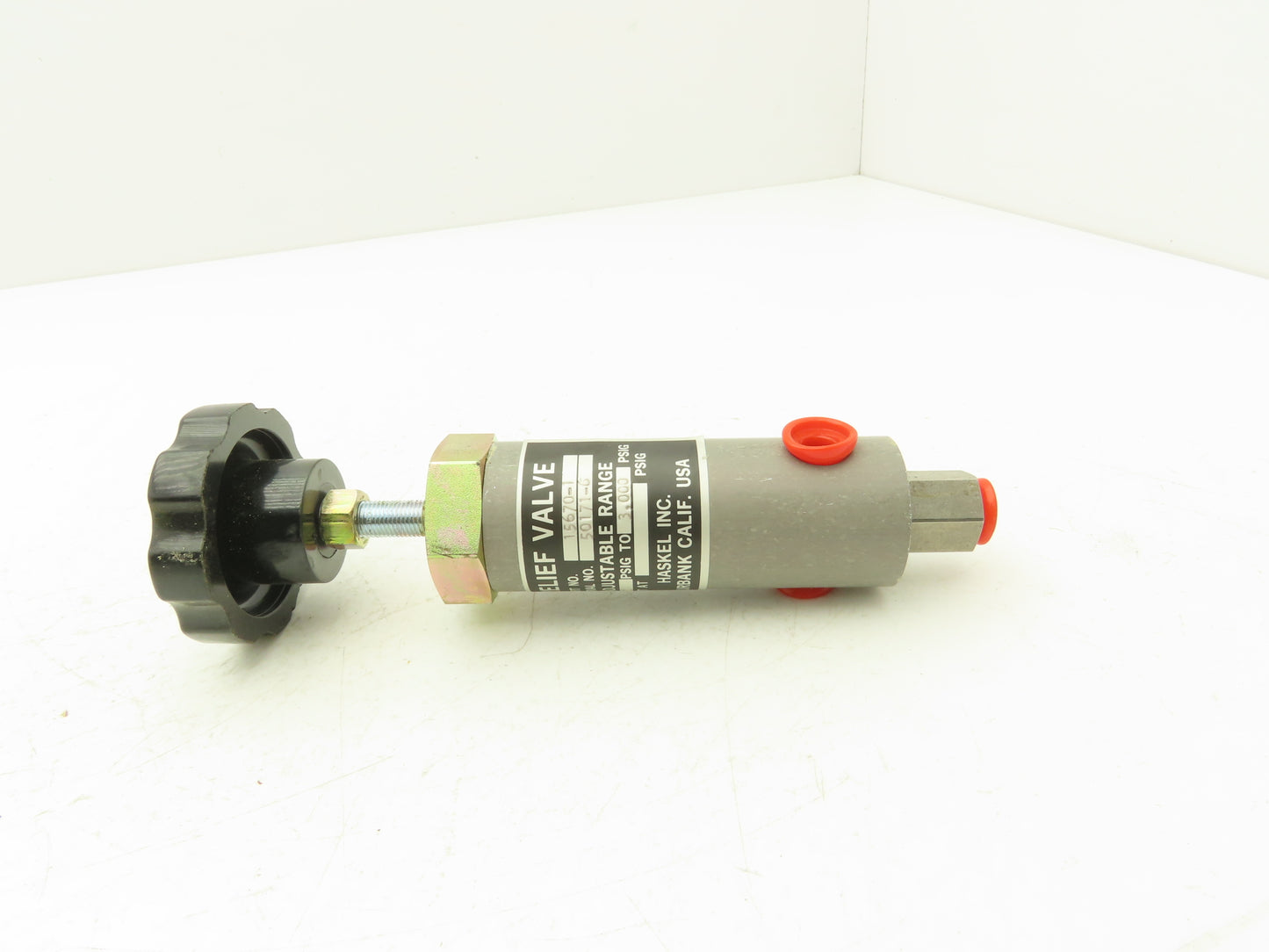 Haskel Relief Valve 300-3000 PSIG 1/4" Flared Fittings